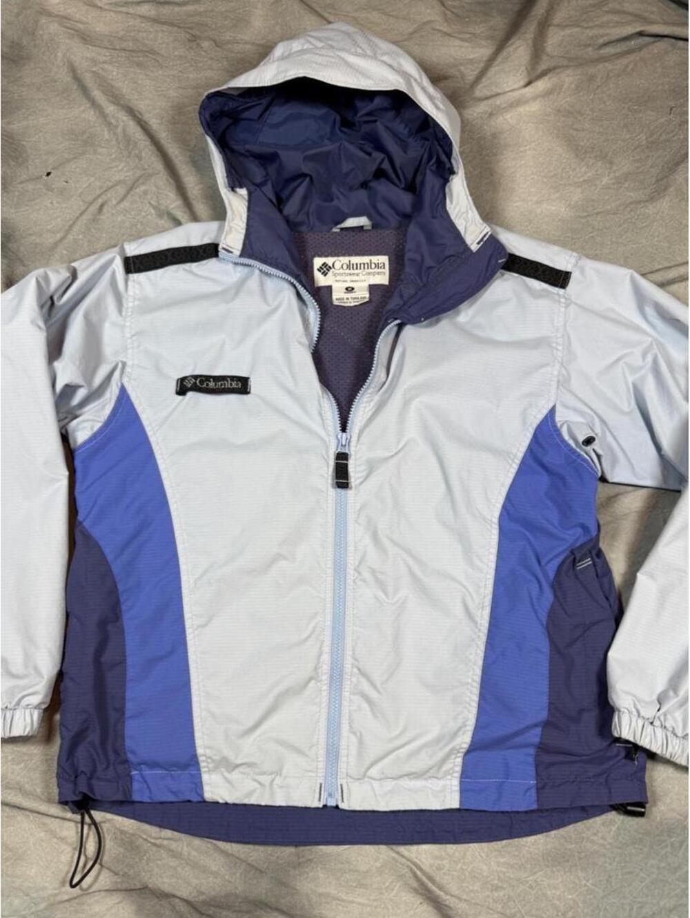 Vintage 90s Columbia Colorblock Hooded Windbreaker Jacket Women’s Medium